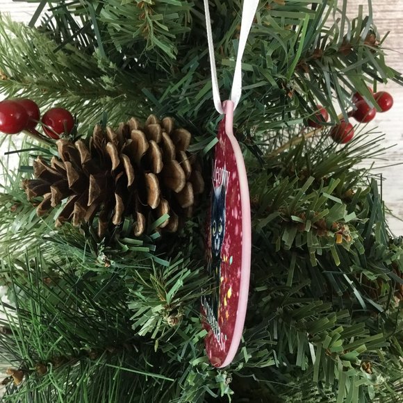 Black Cat Meowy Christmas Ornament Double Sided - Picture 2 of 5